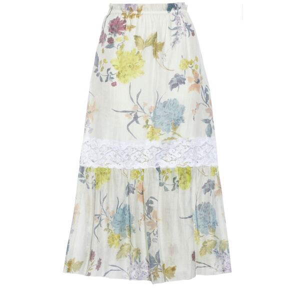 SEE BY CHLOÉ Lace Trimmed Flora Voile Midi Skirt Size 2 NWT $405 - Picture 2 of 16